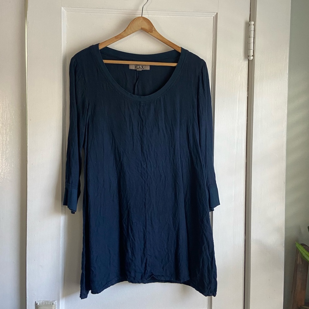 Flax Navy Linen Tunic